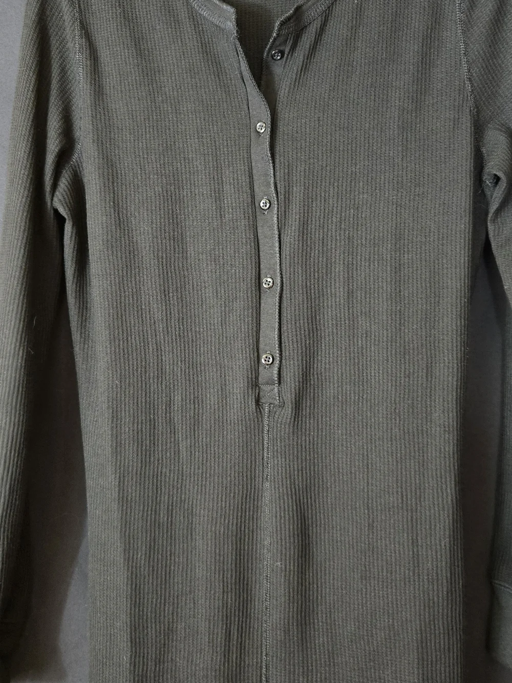 Unisex Fruit of the Loom black Ribbed Henley Longjohns #546